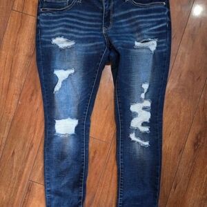 Woman's BKE Stella Dark Blue Distressed Slim Fit Skinny Jeans - Size 31